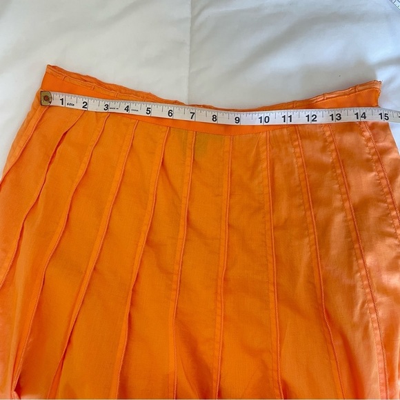 Bright Orange Pleated A Line Skirt - Picture 7 of 7